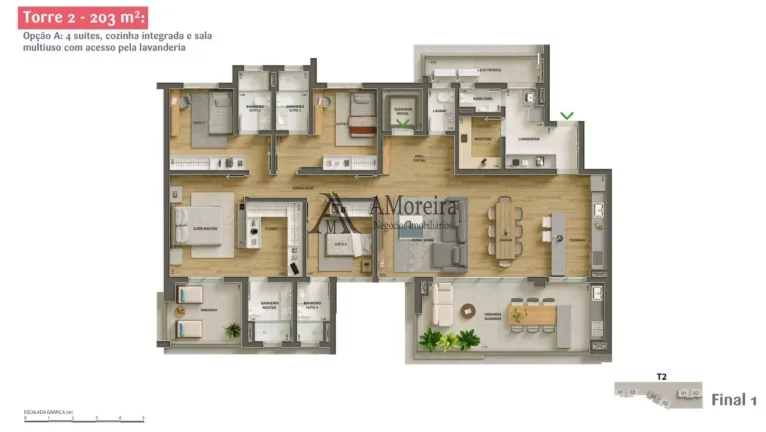 Imagem Imperdível: Apartamento de luxo com 4 suítes no Jardim das Samambaias, Jundiaí-SP! 203m², 2 salas, 5 banheiros, 3 vagas - ABAIXO DA TABELA