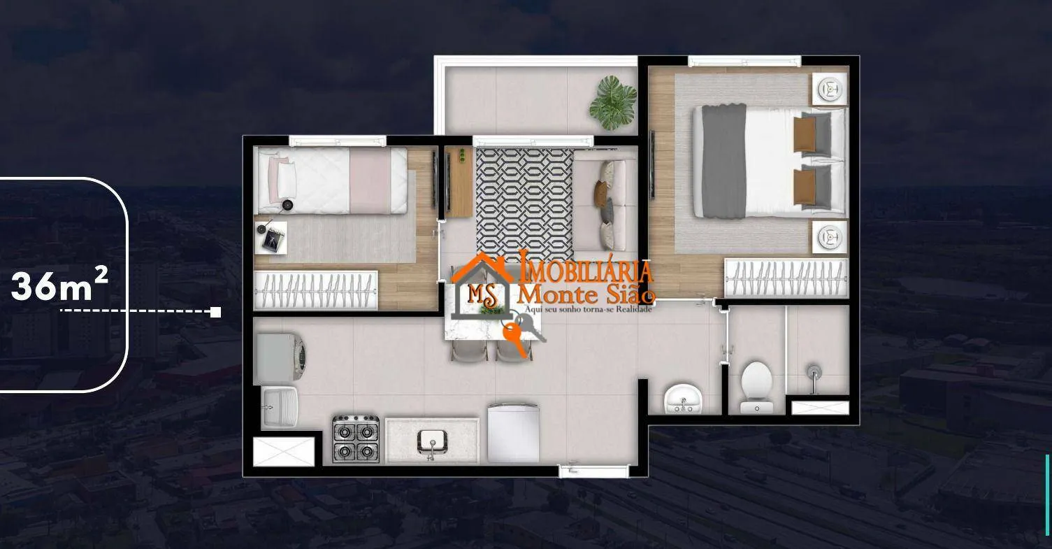 Imagem Apartamento com 2 dormitórios à venda, 36 m² por R$ 358.590,00 - Cidade Tupinambá - Guarulhos/SP