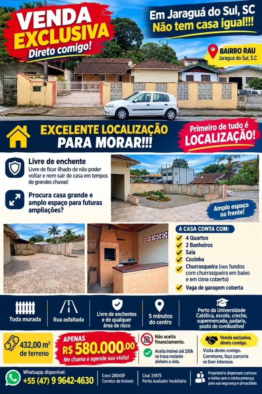 Foto do imóvel Casa com 4 Quartos à Venda, 200 m² em Rua Waldemar Rau - Rau, Jaraguá do Sul - SC