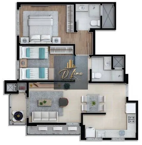 Imagem Residencial Porto Acqua, apartamento a venda 2 quartos em Barreiros Sc