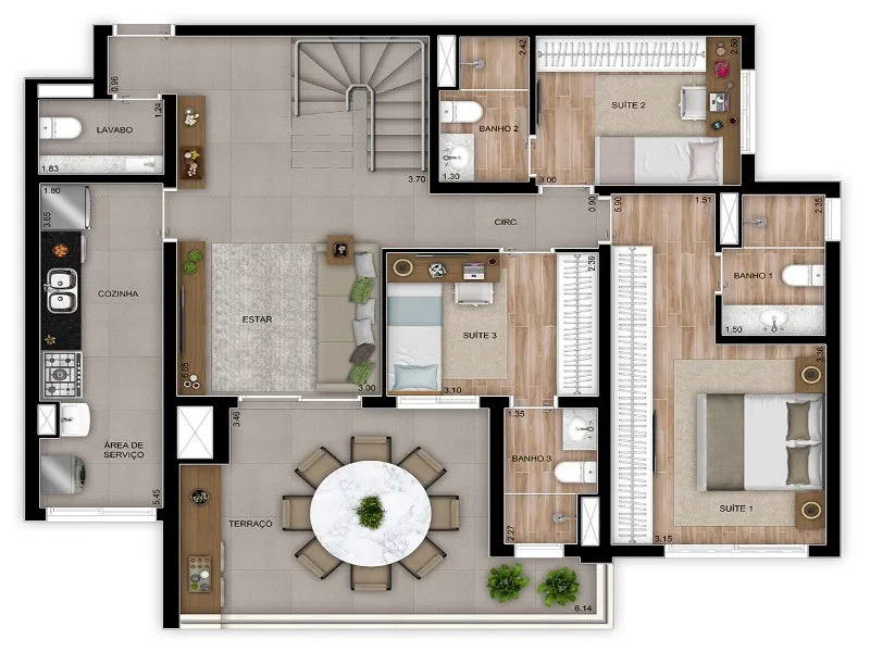 Imagem Apartamento de Luxo com 3 Suítes na Vila Gilda, Santo André - Condomínio The Address - 108m², 4 Banheiros, 2 Vagas