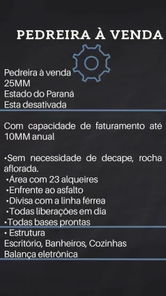 Foto do imóvel Pedreira á Venda- Estado do Paraná