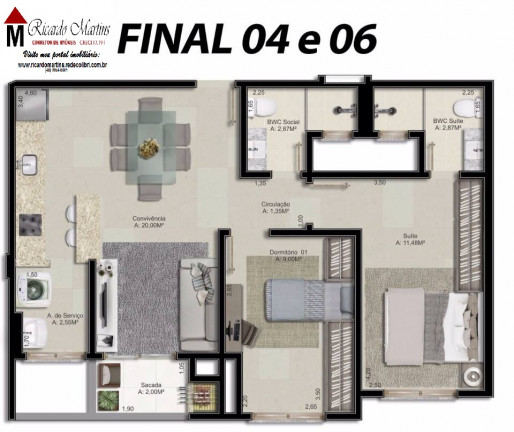 Imagem Apartamento com 2 Quartos à Venda, 58 m²em Mina do Mato - Criciúma