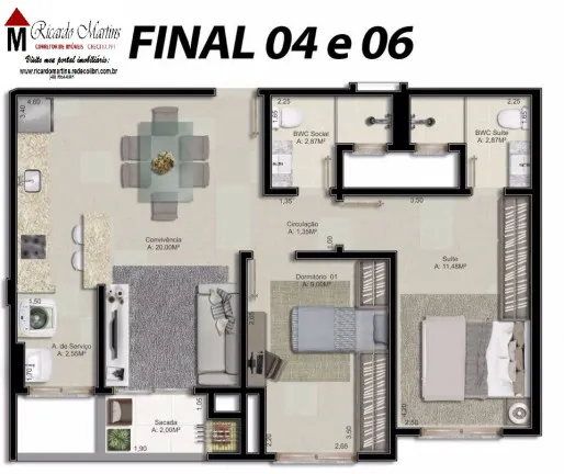 Imagem Apartamento com 2 Quartos à Venda, 58 m²em Mina do Mato - Criciúma