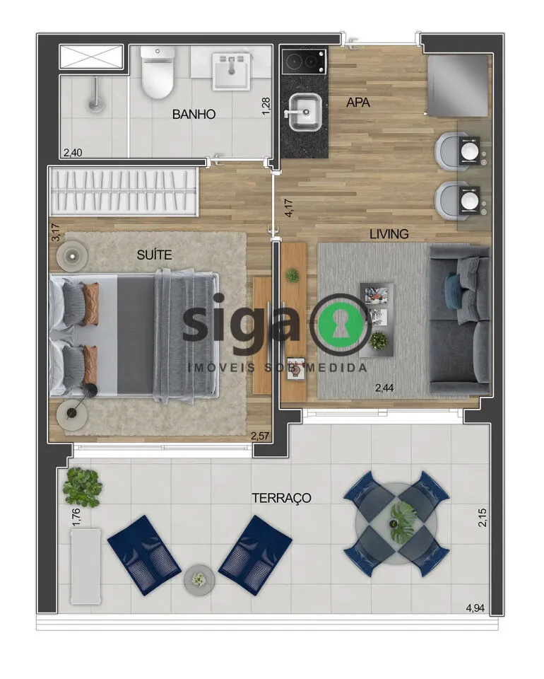 Imagem Apartamento com 1 dormitório de 40m² Brooklin com vaga| Moderno, Sofisticado e Ótima Localização