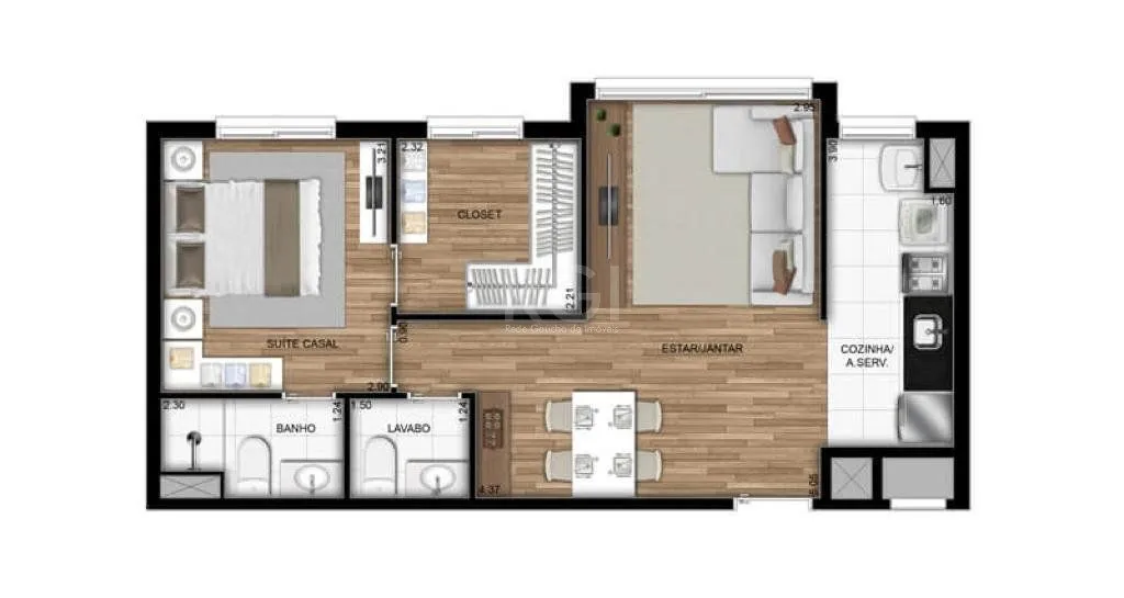 Imagem Apartamento Com 2 Dormitórios Para comprar , 52 m² Por R$ 380.000,00 - São José - Porto Alegre/RS