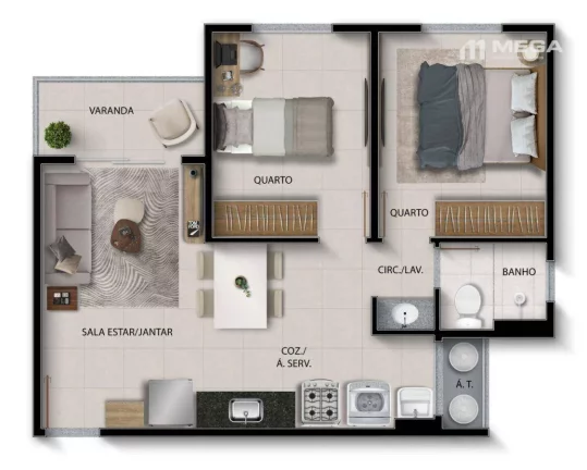 Imagem Apartamento com 2 dormitórios à venda, 45 m² por R$ 465.000 - Vila Velha/ES