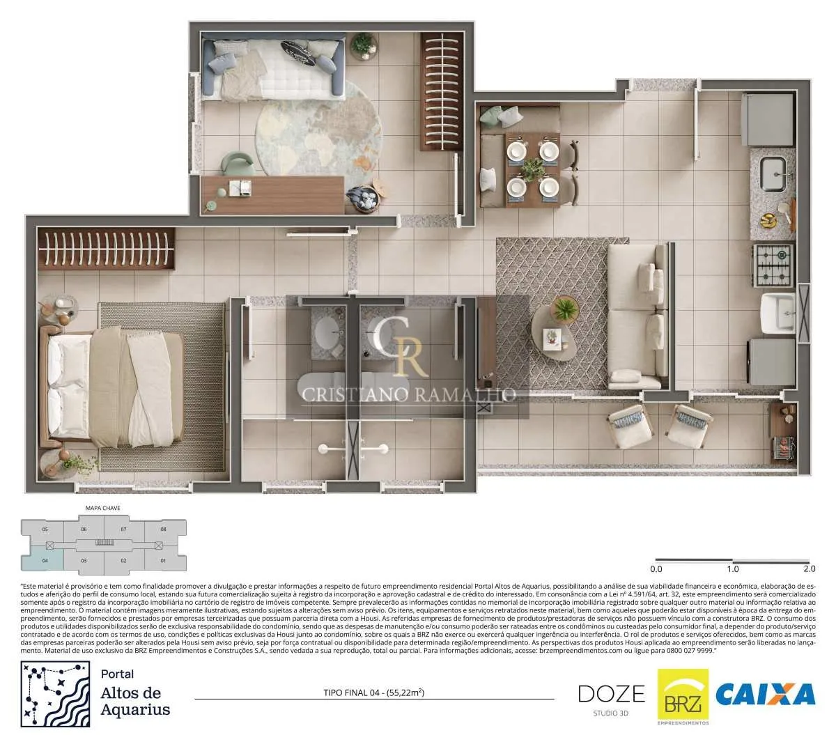 Imagem Apartamento à venda em São Pedro da Aldeia, com 2 quartos (1 suíte), 53,57m2