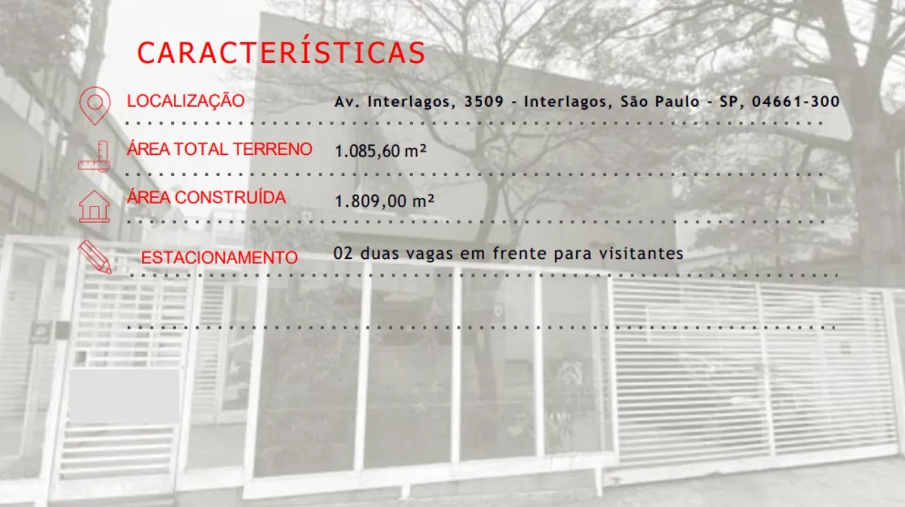 Imagem Ponto comercial de 1.809m² à venda/locação em Av. Interlagos, São Paulo-SP