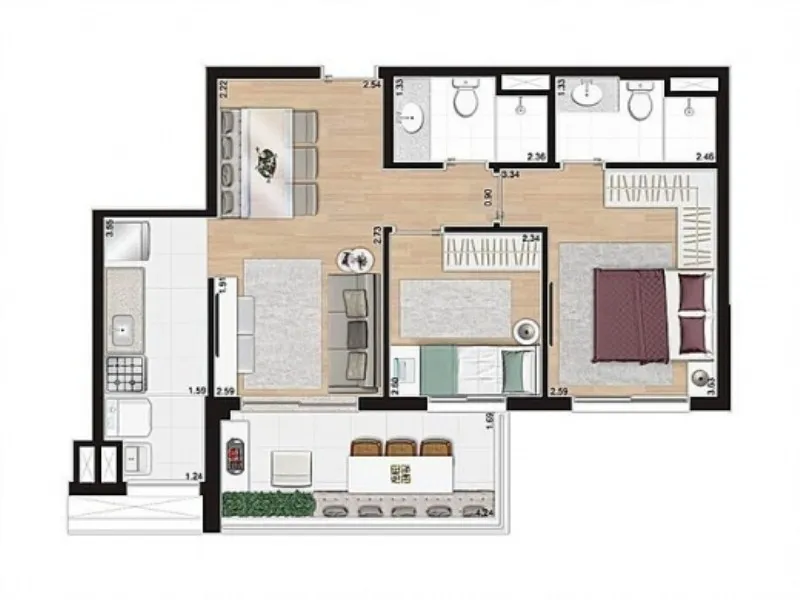 Imagem Apartamento à venda em Santo André-SP, Vila Apiaí: 2 quartos, 1 suíte, 2 banheiros e 1 vaga na garagem! Condomínio Livepark.