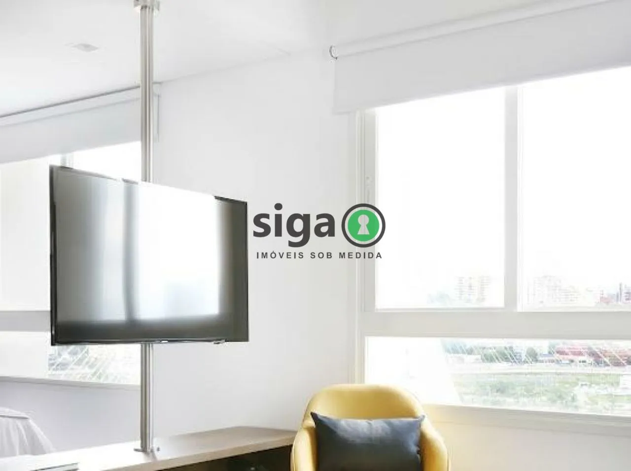 Imagem Studio com 64m², no Brooklin, com 1 quarto, 2 banheiros e 1 vaga, Mobiliado para Locação