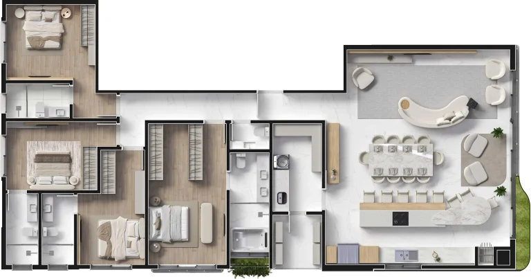 Imagem Apartamento frente mar com 3 suítes e 2 vagas de garagem no Centro de Navegantes/SC