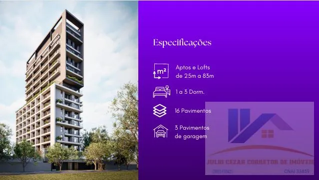 Imagem Apartamento para Venda em São José dos Pinhais, São Pedro, 1 dormitório, 1 banheiro, 1 vaga