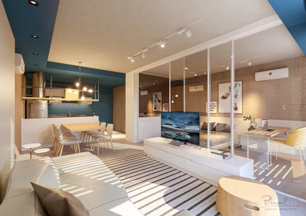 Apartamento de 1 dormitório, cozinha americana, área de serviço, e banheiro social. O Viva Trinda...