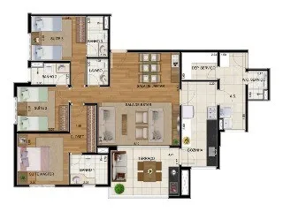 Imagem Locação de Apartamento de Luxo na Vila Gilda em Santo André-SP - 4 quartos, 2 suítes, 3 banheiros, 3 vagas de garagem e 139,00m² no Condomínio Royale Mérit.
