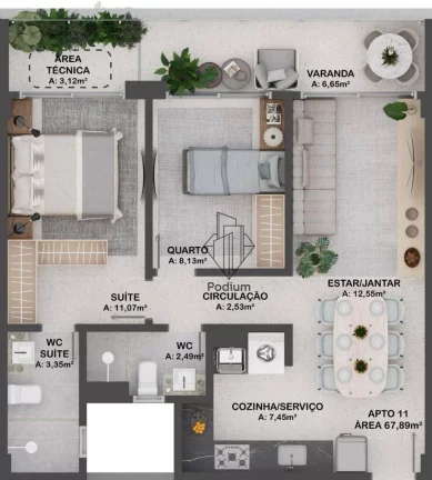 Imagem Apartamentos com varanda / sacada a 140m da praia de Intermares - AP2220