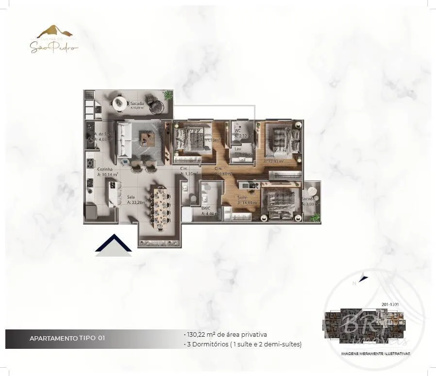 Imagem Colinas de São Pedro 3Dorm/suí + demi-suí.- espaço, conforto e sofisticação
