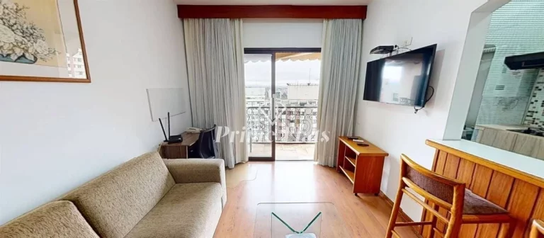 Imagem Flat disponível para locação no Les Jardins, com 45m², 1 dormitório e 1 vaga