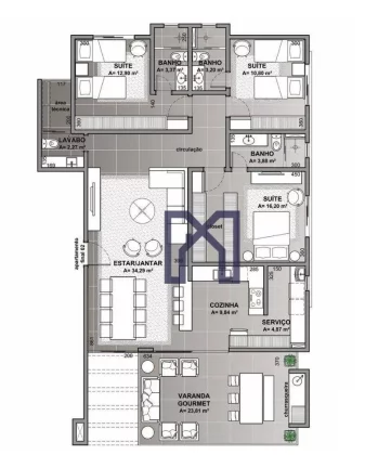 Imagem Apartamento com 3 dormitórios à venda, 145 m² por R$ 1.089.450,00 - Pinheirinho - Itajubá/MG