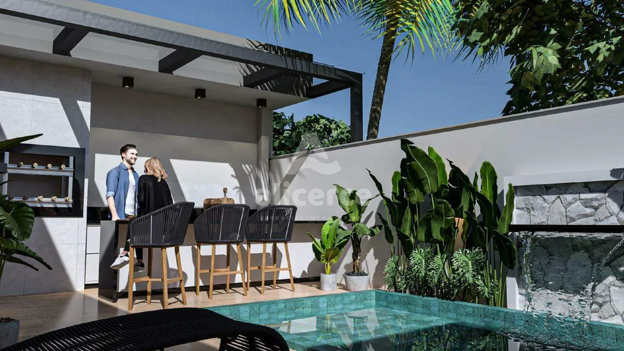 Imagem Casa com piscina, de Alto Padrão, 3 dorm. com suíte, no Green Village - São Sebastião, Palhoça/SC