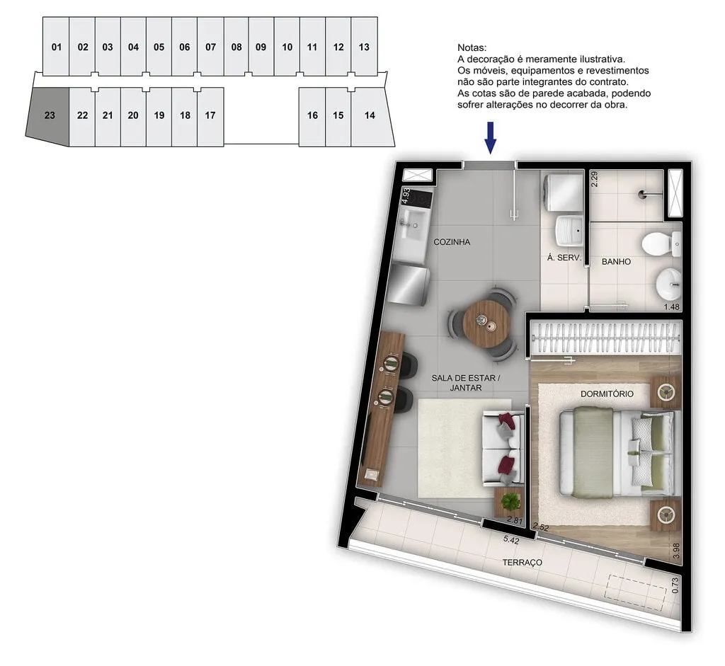 Imagem Apartamentos à venda no Centro de São Paulo com opção de 1 dormitório ou Studio, terraço, laze...