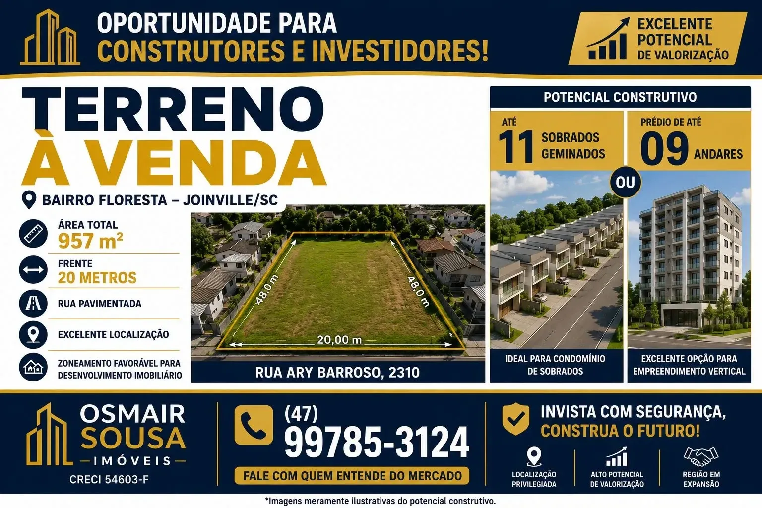 Imagem Terreno à Venda, 957 metros em Floresta - Joinville