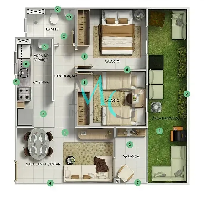 Imagem Apartamento à venda 2 Quartos 1 Vaga 44.75M² Cosmos Rio de Janeiro - RJ | Jardim das Amoreiras