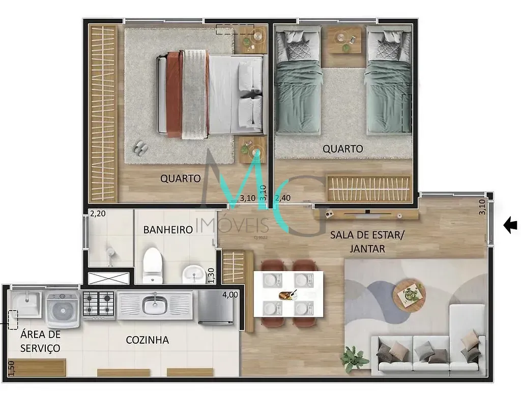 Imagem Apartamento à venda 2 Quartos 42.78M² Campo Grande Rio de Janeiro - RJ | Vitória 3 - Fase 1