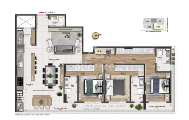 Imagem Apartamento à venda com 3 quartos 3 suítes, 119m² em Kobrasol São José