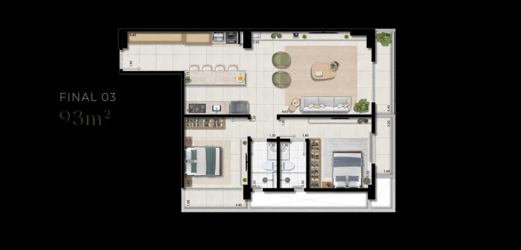 Imagem Apartamentos de 2 dormitórios e 1 suíte com 87 a 104m² privativos com lazer no térro e no roofto...
