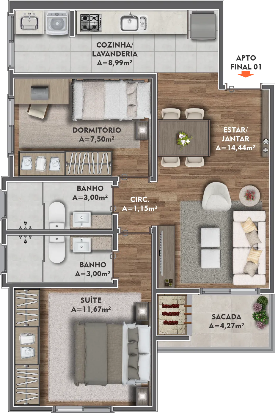 Imagem Apartamento à venda em Caxias do Sul, Sanvitto, com 2 quartos, 62.86m2