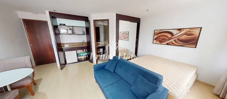 Imagem Flat disponível para locação no Transamérica Prime International Plaza no Jardim Paulista, com 29m², 1 dormitório e 1 vaga