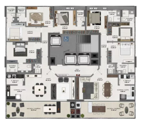Imagem Torres do Atlântico - Apartamento à venda no bairro Meia Praia - Itapema/SC