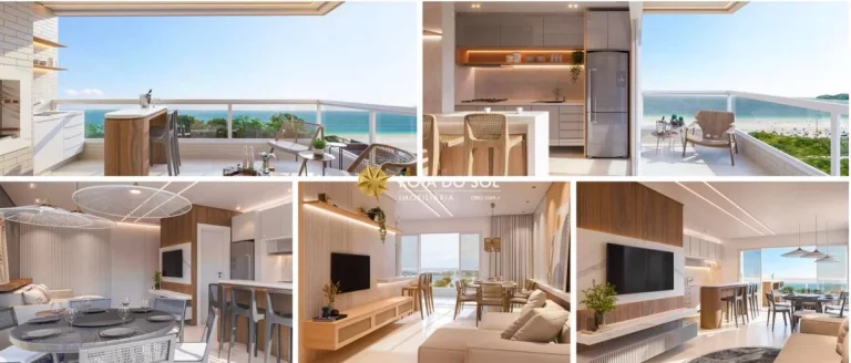 Imagem Pérola do Mar Apartamento novo 3 suítes frente avenida Praia Bombinhas SC