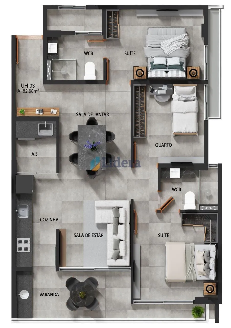 Imagem Apto - 2 Quartos - 1 Suíte - 61,38 m² - Camboinha, Cabedelo/PB