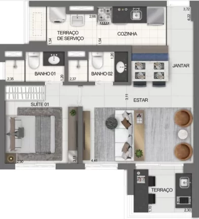 Imagem Apartamento à Venda em Moema Com 2 Dormitórios Sendo 1 Suíte e 1 Vaga