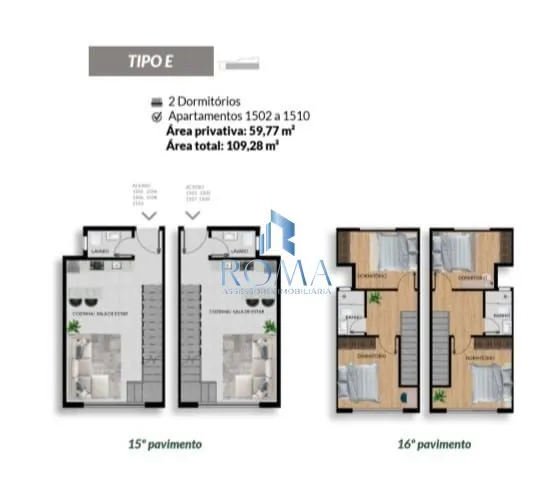 Imagem Residencial Duque 17CINCO5 com unidades studios, apartamentos e duplex na planta