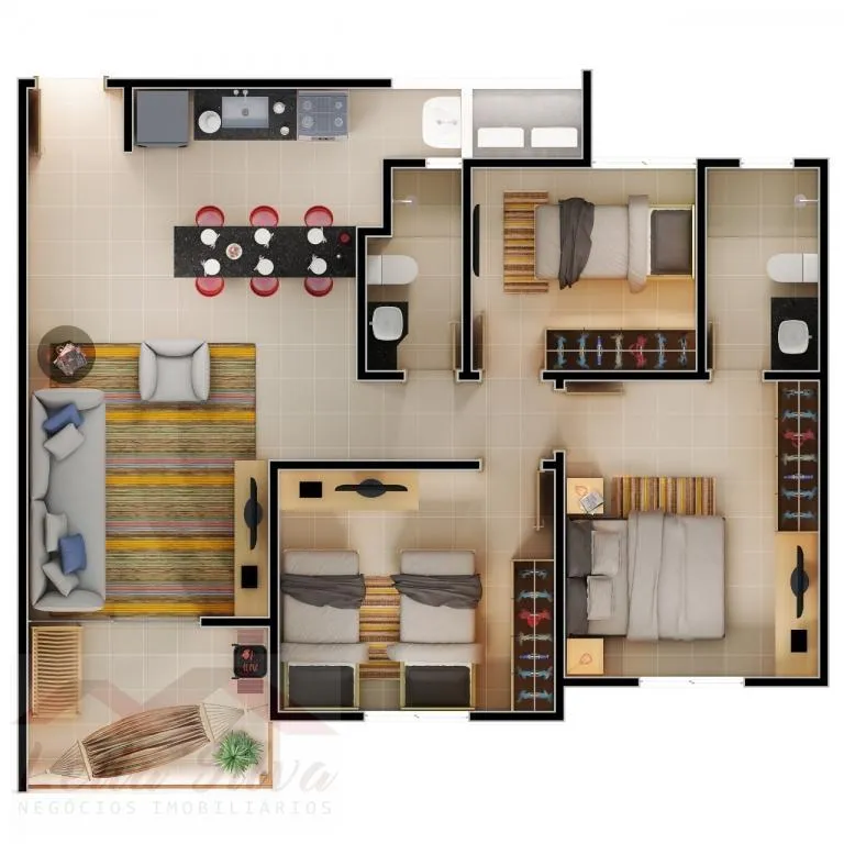 Imagem Apartamento a Venda em Luis Correia PI, 3 Quartos sendo uma suite, 2 vagas