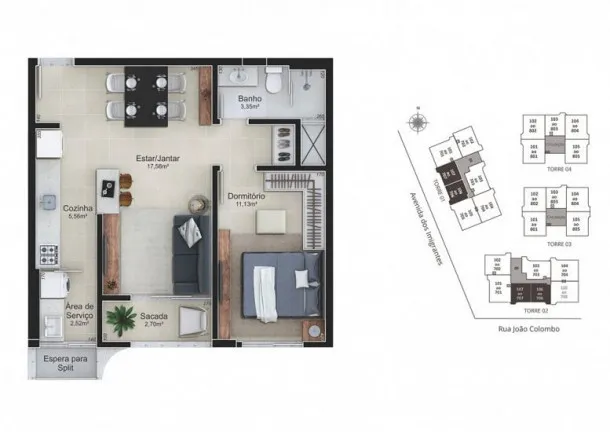 Imagem Apartamento com 3 Quartos à Venda, 79 m²em Rio Maina - Criciúma