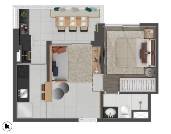 Imagem Apartamento à Venda Nos Jardins Com 2 Dormitórios Sendo 1 Suíte e 1 Vaga