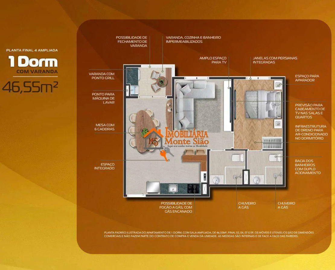 Imagem Apartamento com 1 dormitório à venda, 46 m² por R$ 416.717,66 - Picanco - Guarulhos/SP