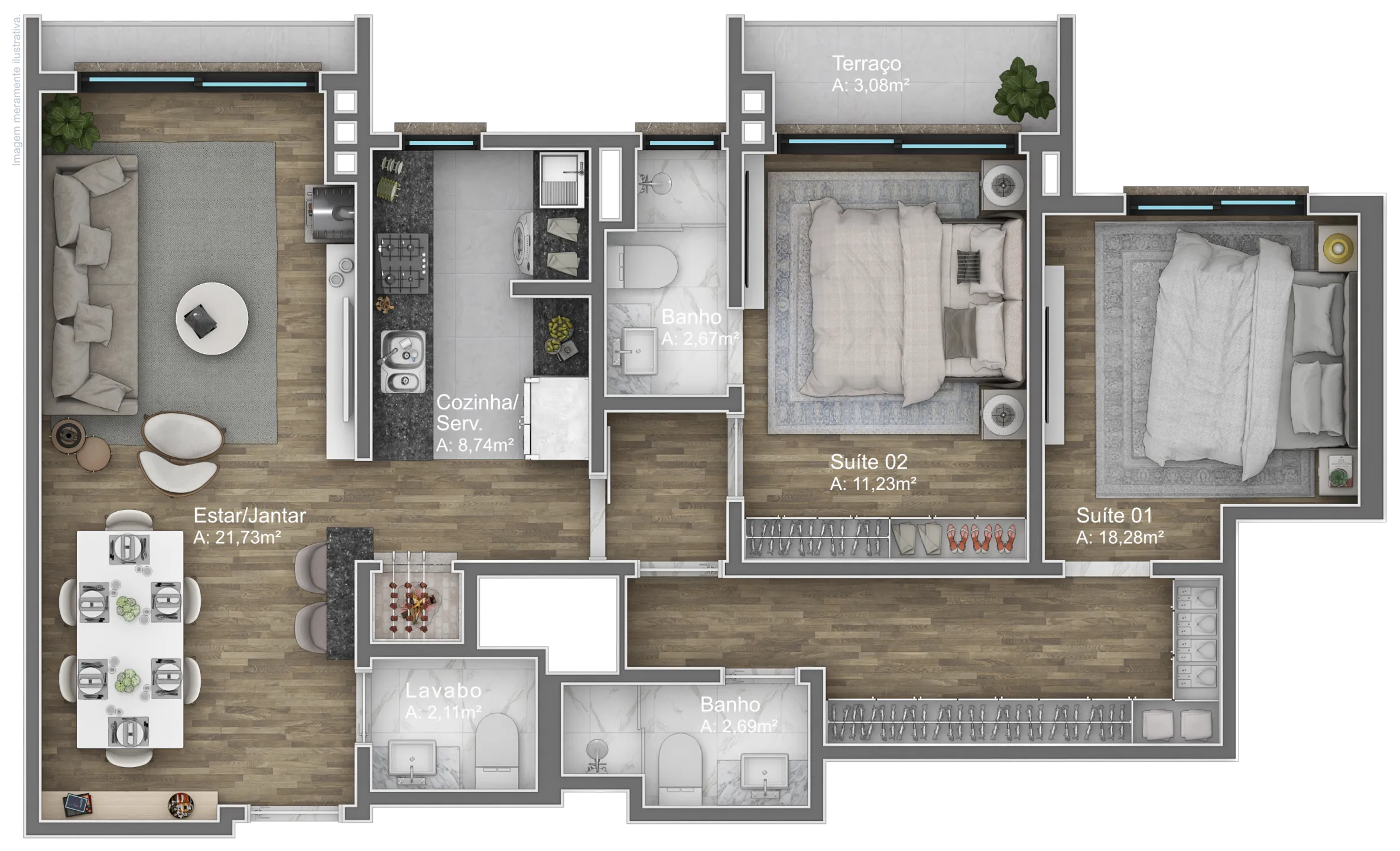 Imagem Apartamento à venda em Gramado, Av. Central, com 2 quartos, 78.97m2