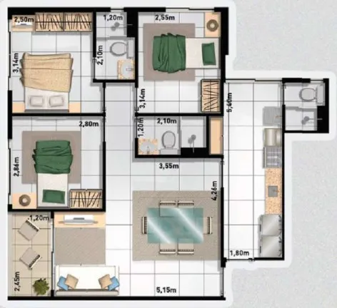 Imagem Apartamento com 3 Quartos à Venda, 76 m² em Capim Macio - Natal