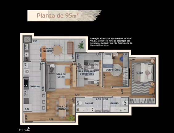 Imagem APARTAMENTO CONDOMÍNIO ODEON RESIDENCIAL 95,85 m² apto + 4,68 m² box (Em construção | Entrada + parcelas de R$ 6.931,39 - Ref. JUL/2022)
