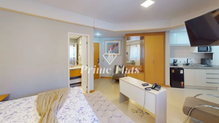 Imagem Flat disponível para locação no Hotel Bienal Suítes, com 28m², 1 dormitório e 1 vaga