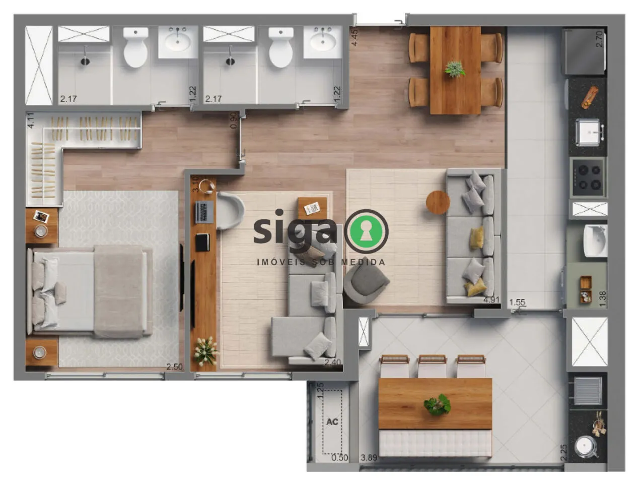 Imagem Apartamento 60 m² 2 dormitórios sendo 1 suíte e 1 vaga no melhor da Vila Andrade
