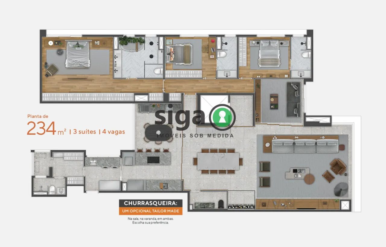 Imagem Apartamento no Campo Belo à Venda ? 234m², 4 Suítes, 4 Vagas e Infraestrutura Completa