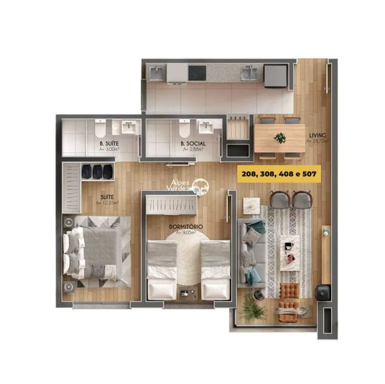 Imagem Vende-se apartamento no centro de Canela- 2 Quartos- Valor R$990.000,00