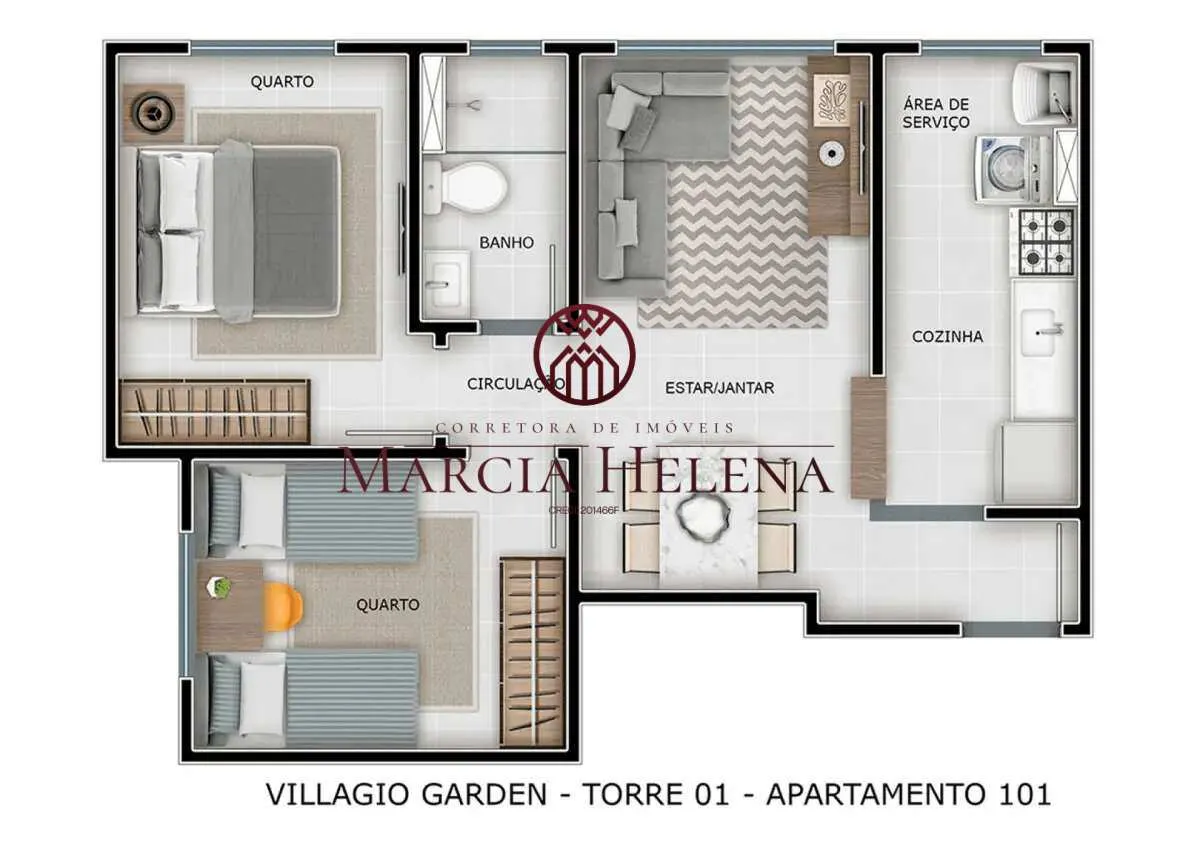 Imagem Apartamento à venda em Campinas, Vila Industrial, com 2 quartos, 44m2