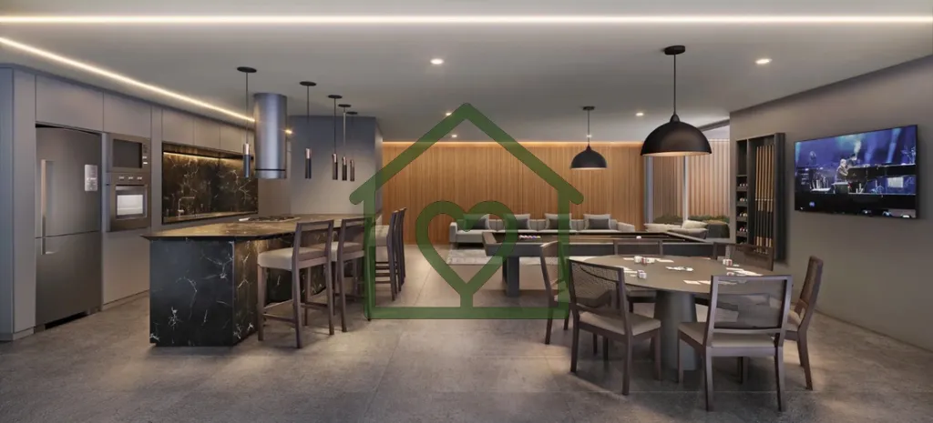 Imagem Esse apartamento exclusivo possui uma sacada de 18m2, a maior do empreendimento, com frente virado p...